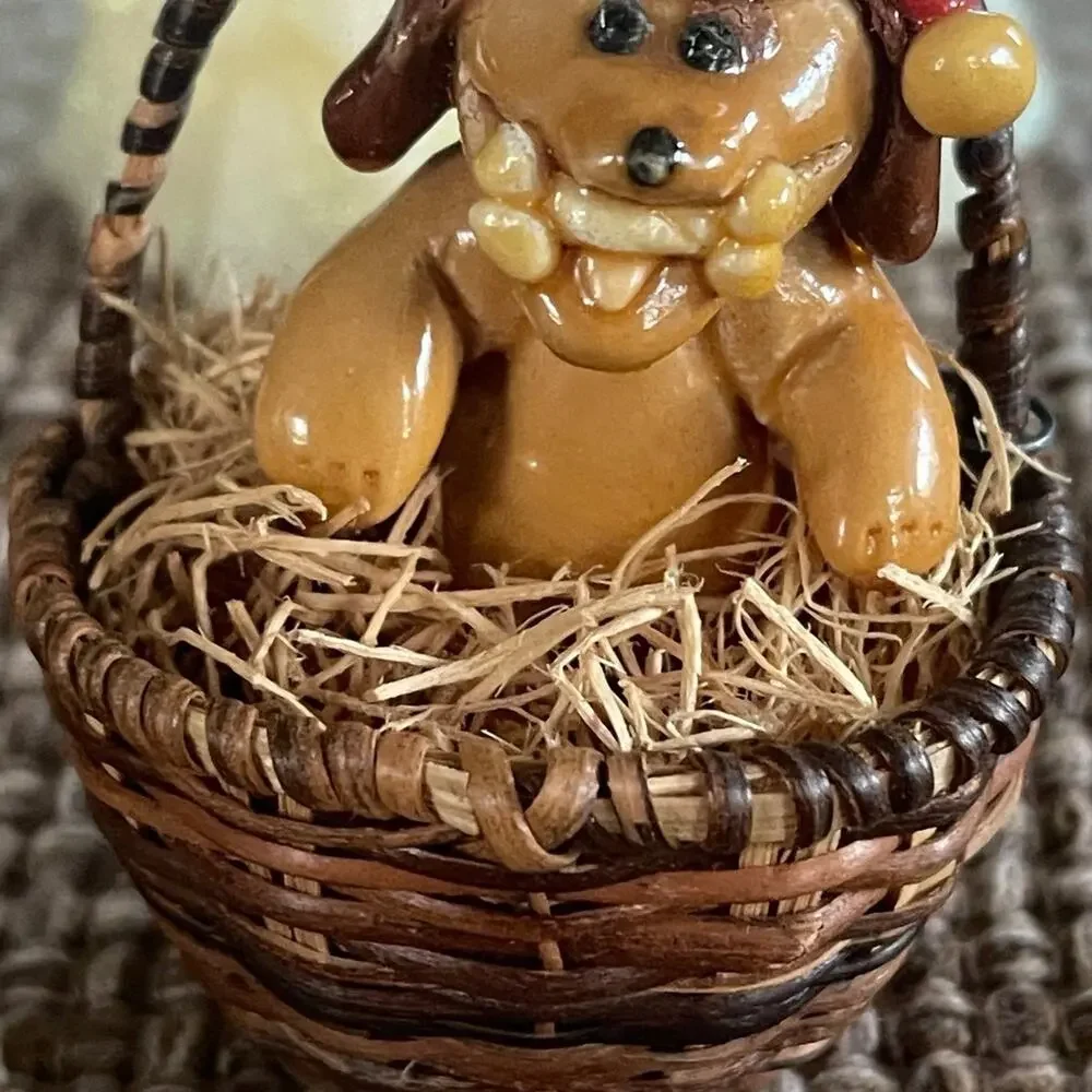 Vintage Christmas Boho 70’s-80’s bear and dog